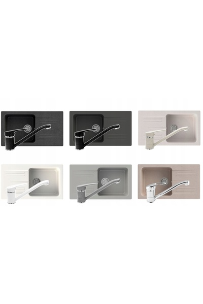 Granitan Chiuveta granit ADA cu baterie ROX, 1 compartiment, 775x435mm, neagr...