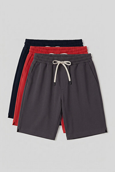 TOMMY LIFE Standard Fit 3-Pack Navy Blue-Dark Gray-Fiesta Men's Shorts - 81314