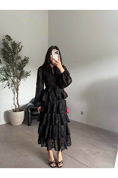 Bade Butik Black Floral Layered Dress