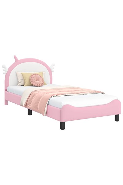 vidaxl Cadru de pat pentru copii cu spătar Roz 90 x 200 cm PU
