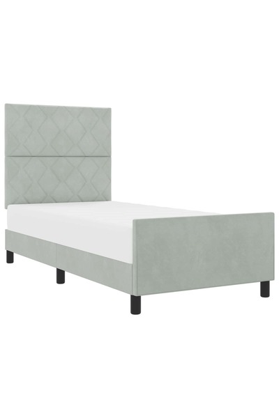 vidaxl Pat cu arcuri cu headboard Gri deschis 90 x 190 cm Catifea