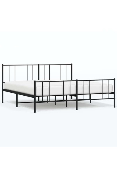 vidaxl Cadru pat fără saltea, tăblie de picioare negru 180x200cm metal