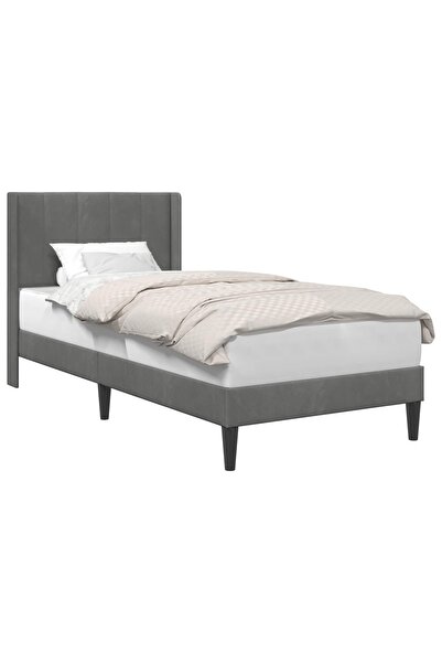 vidaxl Cadru de pat cu headboard Gri închis 100 x 190 cm Catifea