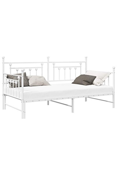 vidaxl Cadru de pat de zi Alb 107 x 203 cm Oțel