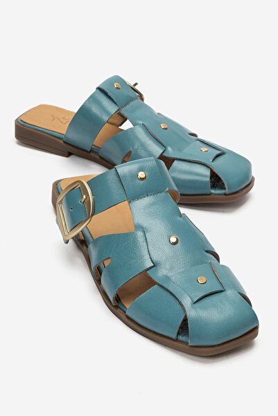 Zeynep Sıradağlı Bevolina Women's Genuine Leather Slippers Blue