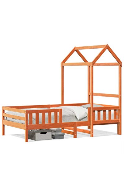 vidaxl Cadru de pat cu acoperiș maro ceruit 80x200cm lemn masiv pin