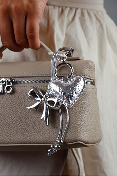 Viranes Silver Bag Accessory with Inflatable Heart, Bow Figure, and String, K...