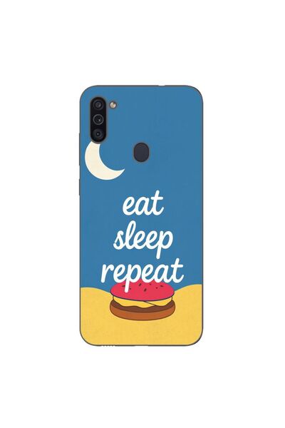 OEM Husa compatibila cu Samsung Galaxy A11 Silicon Gel Tpu Model Eat Sleep Re...