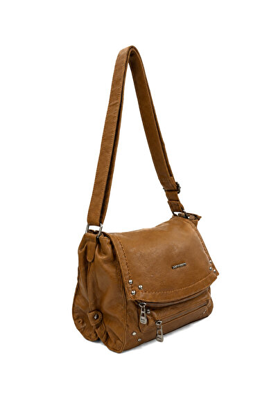 Sanmorris Trok Detailed Covered Washed Leather Women's Crossbody Shoulder Bag...