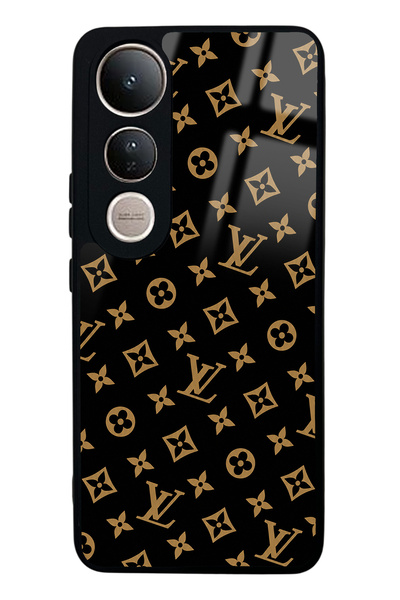 Spoyi غطاء هاتف لامع بتصميم LV أسود لهاتف Vivo V50 Lite