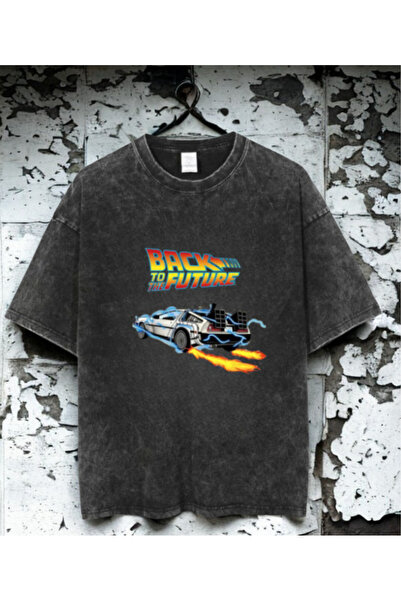 dompulerimoda Back to the Future Printed Oversize Washable Unisex Vintage T-S...