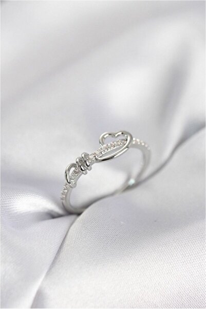 Generic Brand Spiral Heart Model Zircon Stone Silver Color Women's Ring