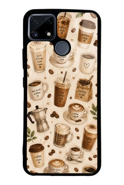 Spoyi حافظة هاتف لامعة بتصميم Realme C25 Coffee Club