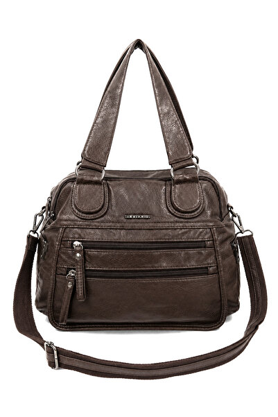 Sanmorris Double Handle Multi-Compartment Washed Leather Women's Crossbody Sh...