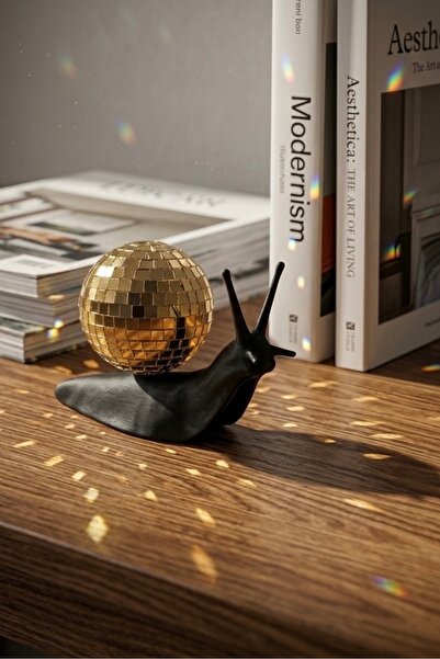 Gleamiro Studio Disko Topu Salyangoz Figürü - Gold-Altın Disco Topu Snail Hed...