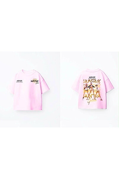 kidstalya Character Printed Girls' Tshirt - Kpop Demon Huntrix - Pink (Big Age)