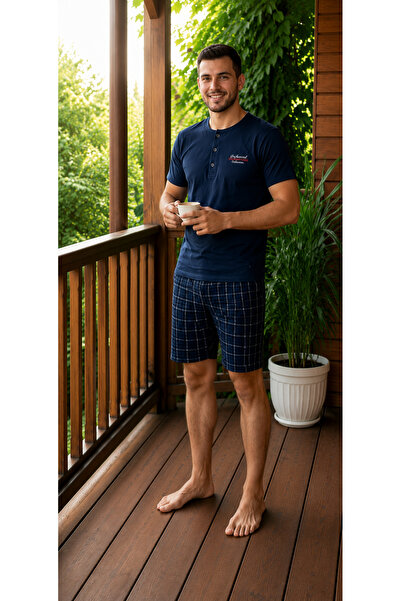 TAMPAP 7701 Erkek Penye Şortlu Pijama Takımı