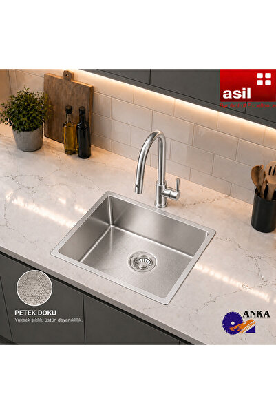 Asil Krom AS 359 (40×50) Inox Petek Dokulu Mutfak Eviyesi, Mutfak Lavabosu, Evye