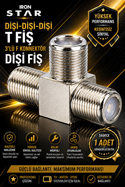 IRONSTAR Dişi Dişi Dişi T Fiş / 3'lü F Konnektör Dişi T Adaptör / F Konnektör...