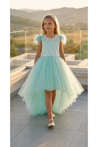 Lindissima Short Front Long Back Handcrafted Pearl Collar Feathered Princess ...