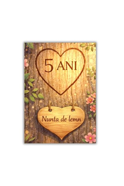 OEM Felicitare 13x18cm cu plic - 5 ani de nuntă/nuntă lemn