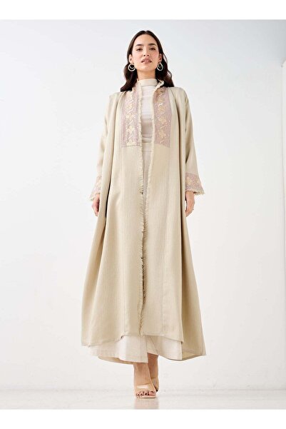 Azria Fashion Beige Open Abaya - AZ 2.5