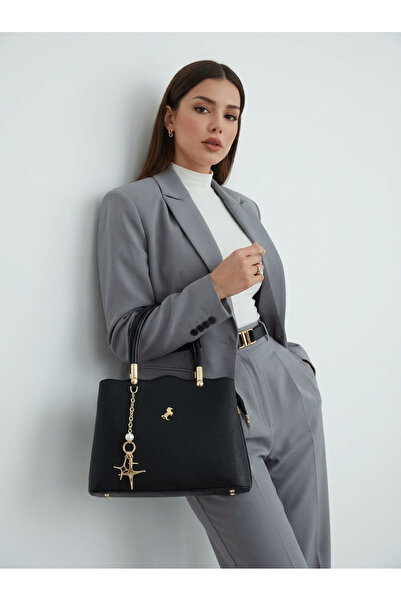 Miami Polo Club Women's Charm Handbag with Adjustable Long Strap