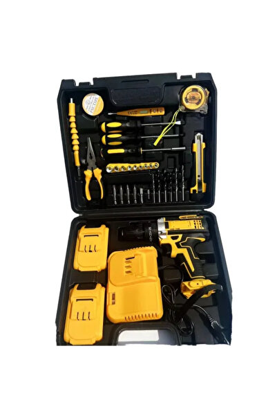 OKBOONS Set de bormașină cu percuție 48V, 2 baterii, 30 de accesorii – Șurube...
