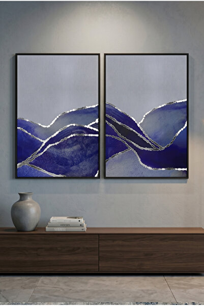 Jasmine Art Midnight Fjord Set of 2 Abstract Wall Art | Framed Canvas Print w...