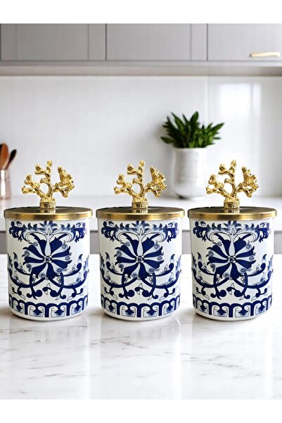 ECASATAL Set de condimente cu model floral albastru