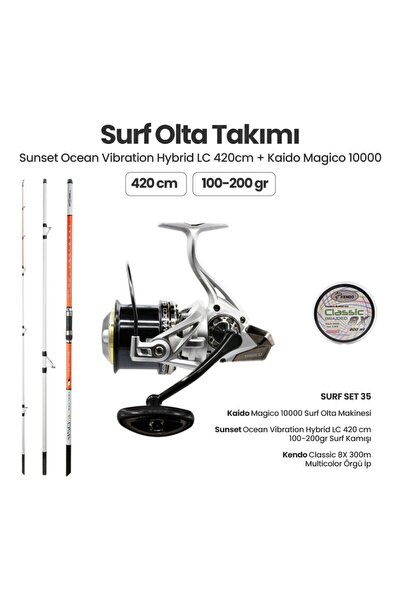 Sunset Ocean Vibration Hybrid LC 420 cm Surf Kamışı - Kaido Magico 10000 Surf...