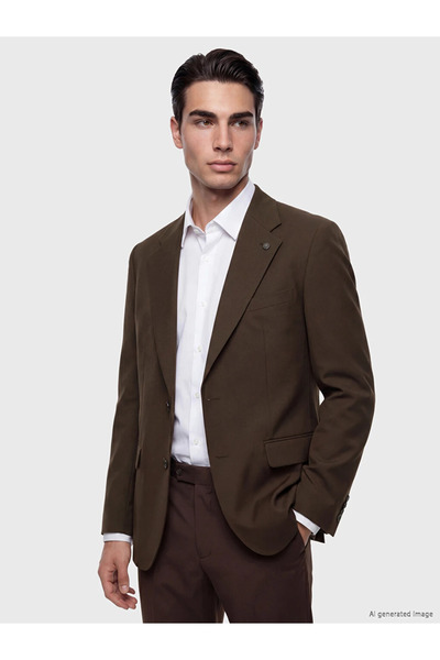 LC Waikiki Kahverengi Regular Fit Erkek Takım Elbise Ceketi