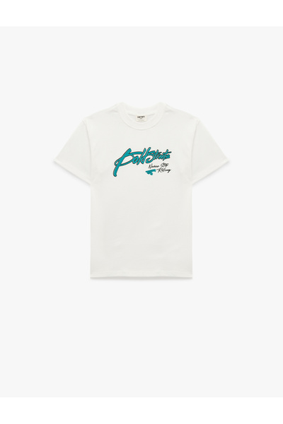 Koton Printed Short Sleeve Crew Neck Cotton Oversize T-Shirt