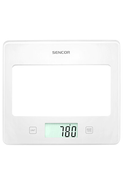 Sencor Cântar de bucătărie din sticlă securizată albă, capacitate 5 kg