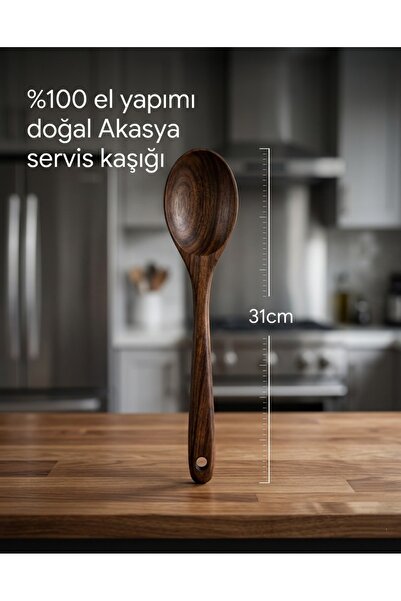 NUHA 1 adet %100 doğal akasya servis kaşığı