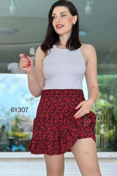 İnce Topuk Bürümcük Ruffled Short Skirt 6Y307