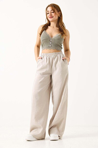 Raneel Kazançlı Alışveriş Women's Loose Fit Tencel Fabric with Elastic Waistb...