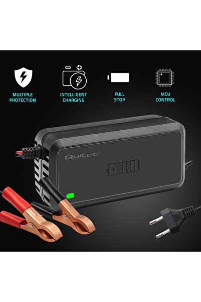 Qoltec Încărcător inteligent cu microprocesor 12V | 5A | Încărcător pentru ba...