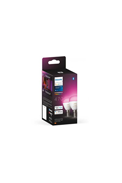 Philips Hue Bec LED cu lumină albă și ambientală colorată E14 470lm Bluetooth