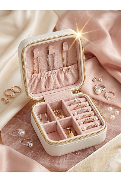 gaman Jewelry Box Organizer with Small Mirror for Small Portable Travel