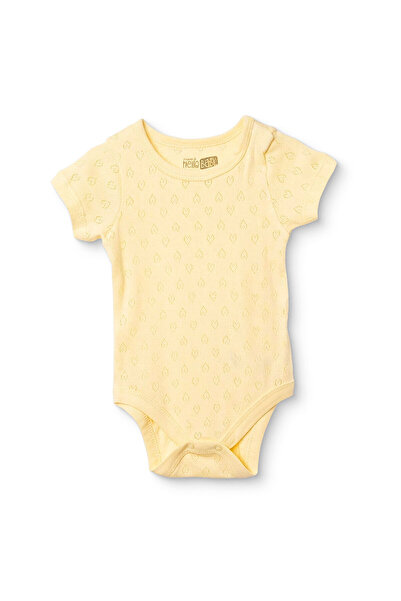 ebebek Hello Baby HelloBaby Kız Bebek Jakarlı Body Çıtçıtlı Zarf Yaka Kısa Kol
