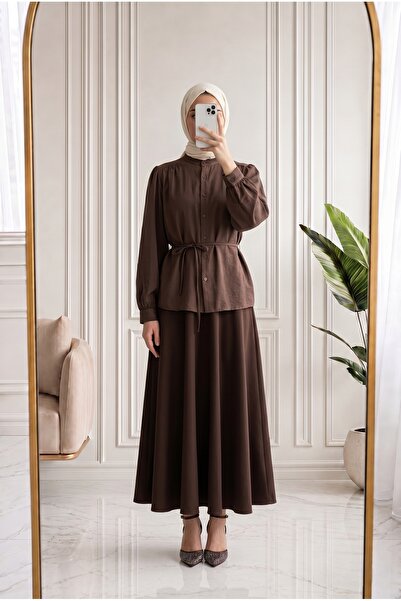 Holehola Binay Shoulder Gathered Modal Shirt-Bn4719 Brown