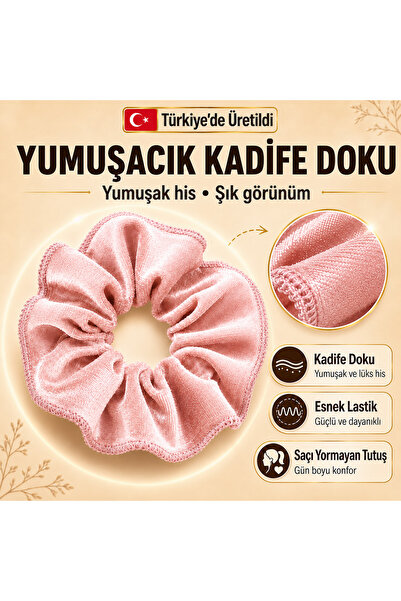 Golden Needle Кадифена щипка за коса в пудрени цветове, мека на допир, тип ск...