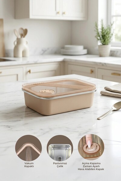 NESS HOME Stainless Steel Vacuum Storage Container, Oven and Cake Container 8...