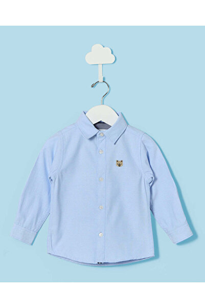 REDTAG Infant Boys Blue Embroidery Oxford Shirt