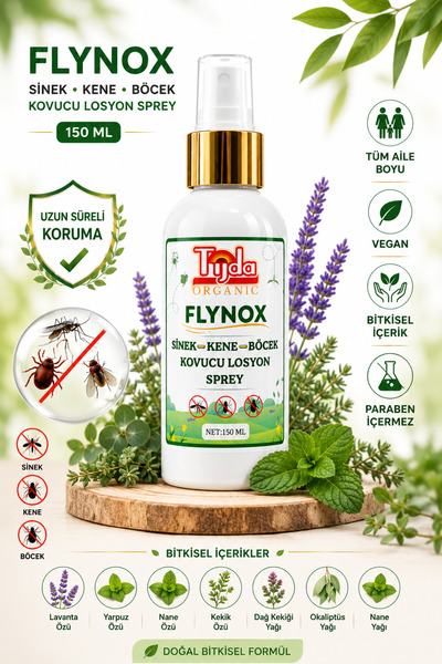 TİJDA FLYNOX SİNEK BÖCEK KENE KOVUCU LOSYON SPREY 150 ML DOĞAL BİTKİSEL TÜM V...