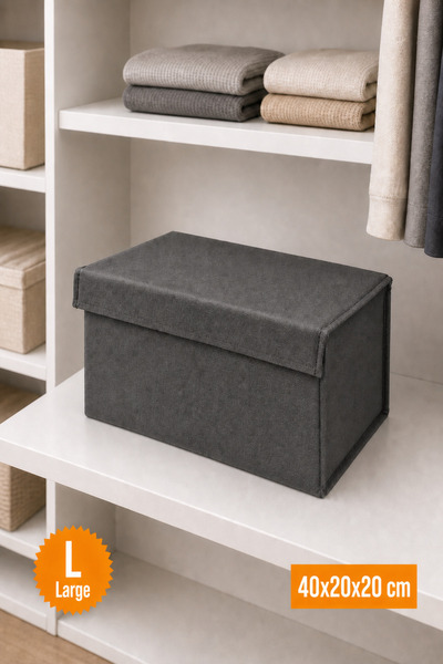 Balkan Room Anthracite Covered Closet Organizer, Foldable Clothing Storage Bo...