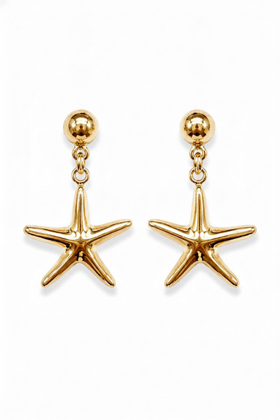 Jack Ferrero Stylish Gold Color Starfish Dangle Earrings - Modern and Eye-Cat...