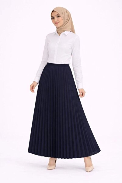 VELİZADE Cotton White Shirt and High Waist Flared Pleated Satin Skirt Two-Pie...