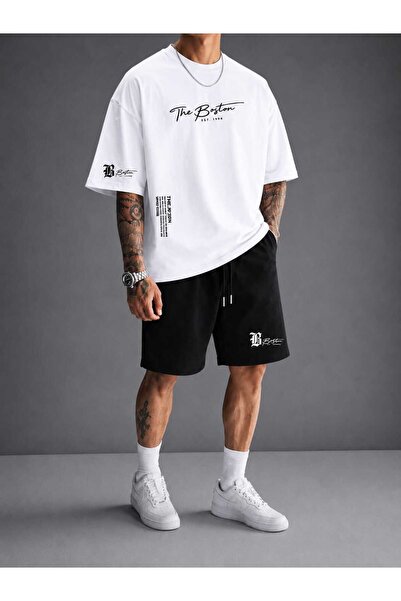 LOTS MODA Boston Signature T-Shirt and Shorts Set